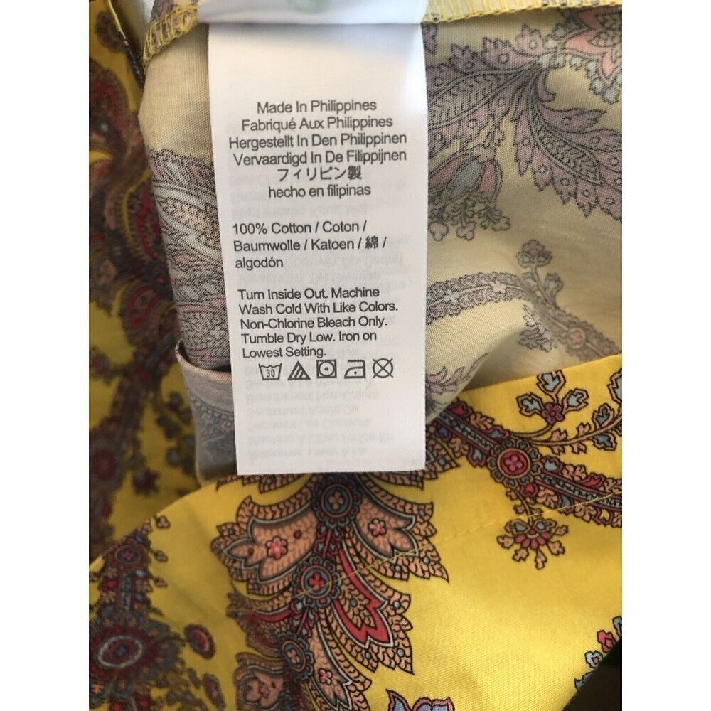 JCrew Collection Womens Size XXS Tie Neck Cotton Top Ratti Paisley Yellow - Picture 7 of 7